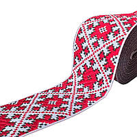 Тасьма з українським орнаментом червона 3,3 см