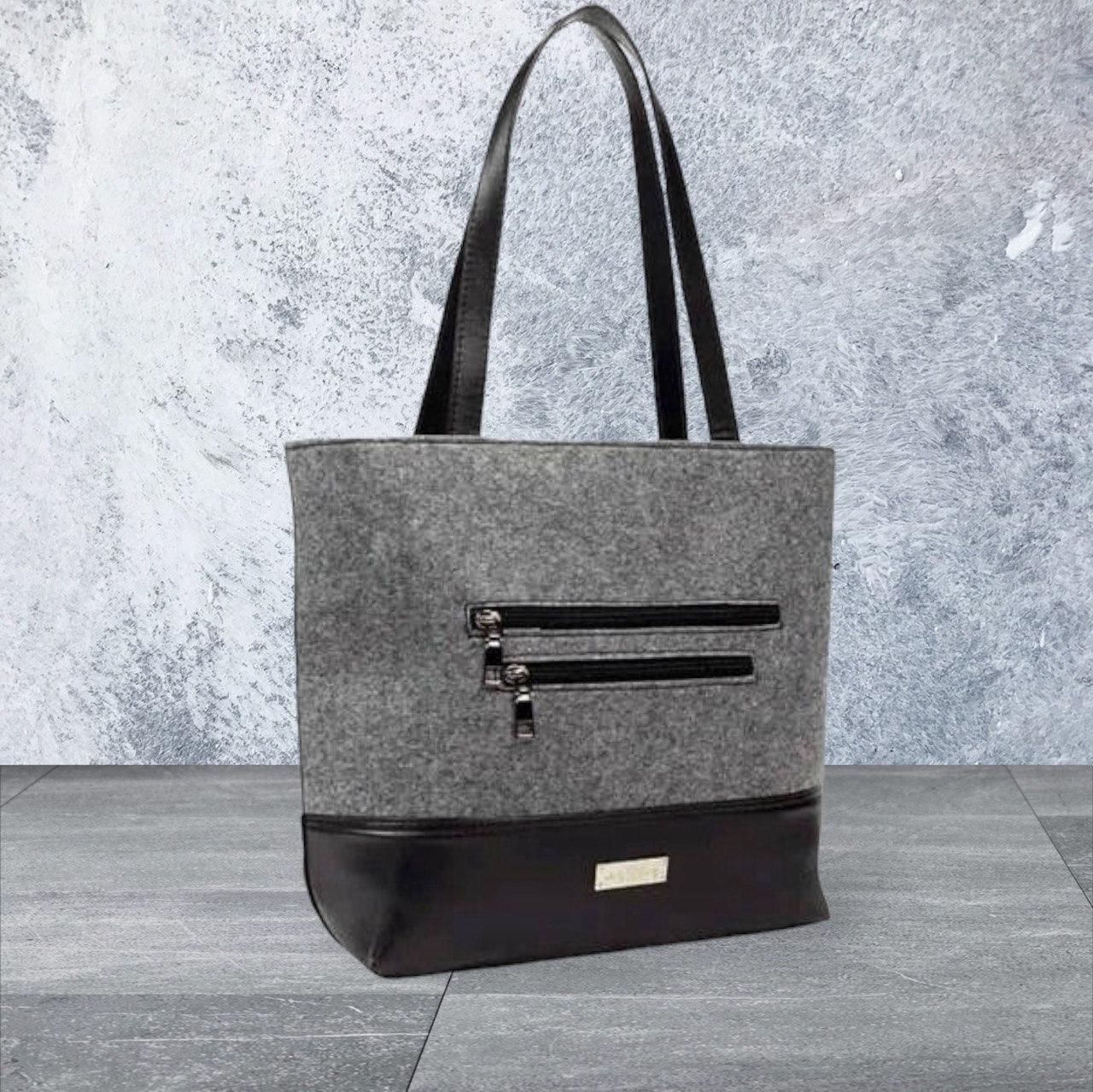 Сумка суконна жіноча Betty Pretty сіра з чорним 861, фото 1