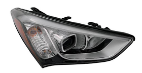 Фара права Hyundai Santa Fe 3 12-16 (H7*2/P21W) TYC мех., жовта вставка