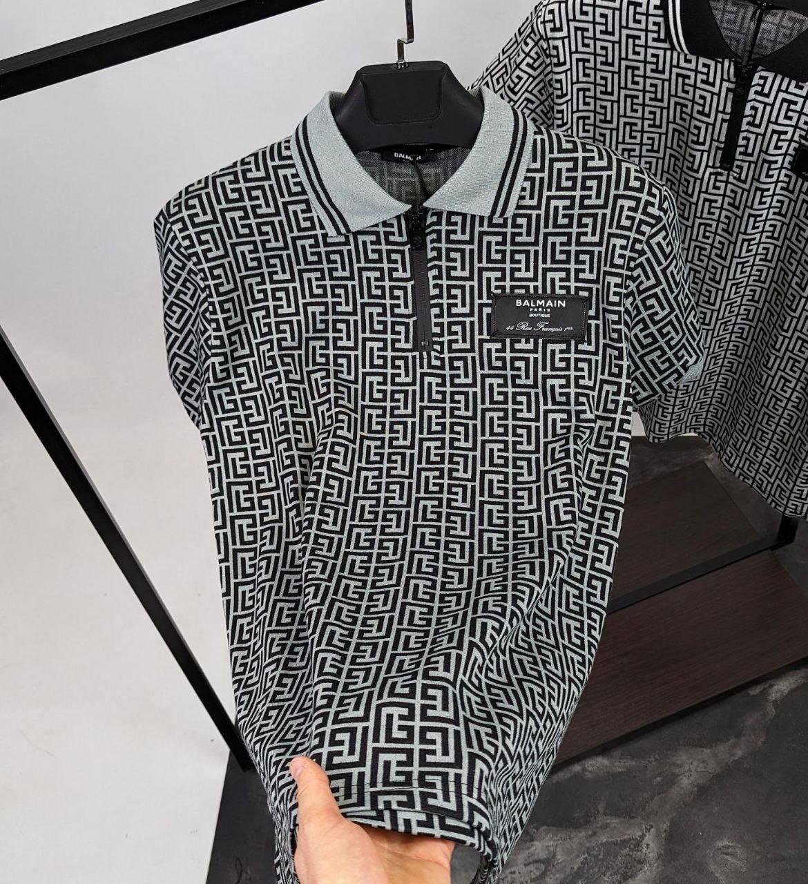 Чоловіча футболка поло Balmain CK8048 чорна S, XXL