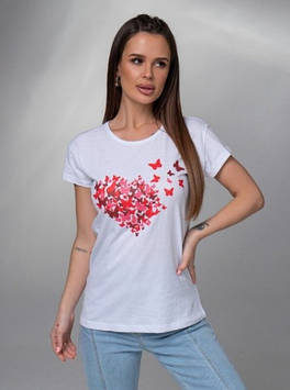 Жіноча футболка Серце 42-48 біла