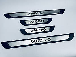 Накладки на пороги Dacia Sandero 2007-2013 (хром-пласт) TAN24