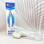 Насадка на член, подовжуюча з вібрацією, вібронасадка прозора. Подовження 6,5 см, фото 7