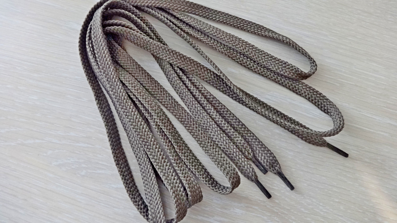 Шнурки для взуття плоскі (150 см) темно-бежеві (ш-10 мм), фото 1