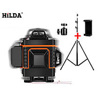 Оригінал Зелений промінь 4Д Лазерний рівень Hilda 4D 16 ліній променів 360 Лазерний нівелір + 2 батареї, штатив