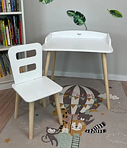Дитячий білий столик і стільчик сходинка з круглими ніжками, для діток 2-ї групи зросту (116-130см), фото 2