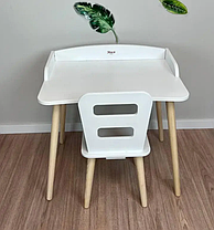 Дитячий білий столик і стільчик сходинка з круглими ніжками, для діток 2-ї групи зросту (116-130см), фото 3