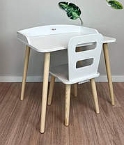 Дитячий білий столик і стільчик сходинка з круглими ніжками, для діток 2-ї групи зросту (116-130см), фото 4