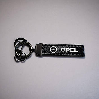 Брелок автомобільний шкіряний з карабіном Opel, екошкіра та метал
