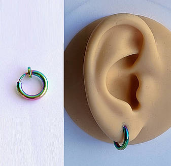 Сережка кліпса на пружинці 1 шт кліпса обманка без проколу (вухо, септум ніс, губа) кольорова, фото 1