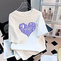 Футболка жіноча однотонна з написом із куліру розмір oversize, фото 3