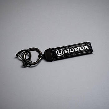 Брелок автомобільний шкіряний з карабіном Honda, екошкіра та метал