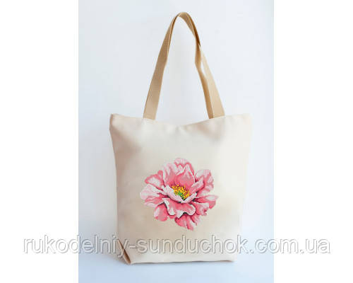 Літня текстильна сумка (шопер) під вишивку ТМ HappyBag Півонія СТС-227, фото 1