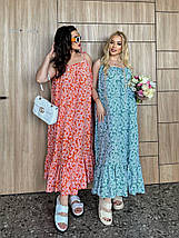 Штапельне літнє плаття по щиколотку без рукавів розміри батал, фото 2