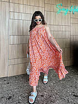 Штапельне літнє плаття по щиколотку без рукавів розміри батал, фото 4