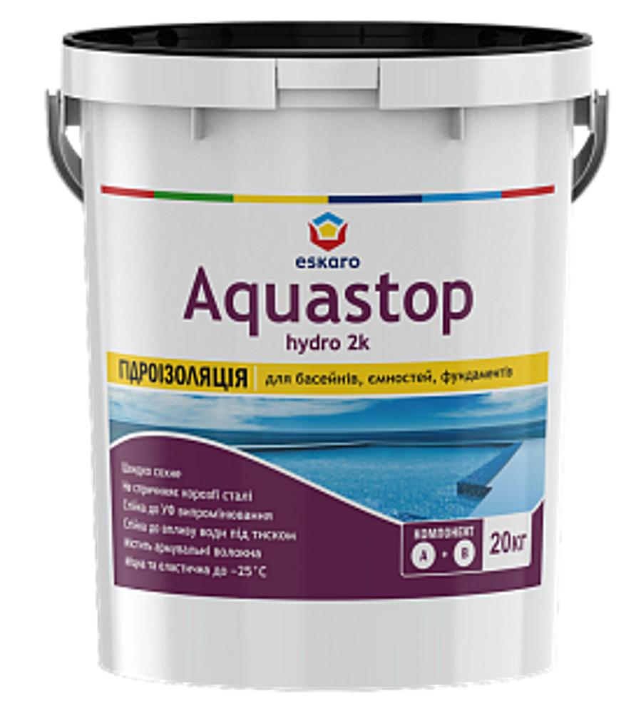 Гідроізоляція двокомпонентна для басейнів та терас Eskaro Aquastop Hydro 2K, 20кг