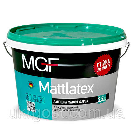 Фарба для стін латексна водоемульсійна MGF Mattlatex M100 мат білий 1,4 кг, фото 4