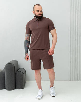 Модный мужской костюм летний молодежный комплект футболка шорты однотонный мужские красивые стильные костюмы, фото 5