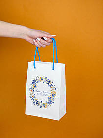 Весільний Подарунковий Пакет з Ініціалами "Фіалки" 150*90*210 мм