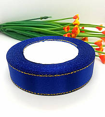 Атласна стрічка з люриксом. 2см. Ціна за 1м. Колір синій.