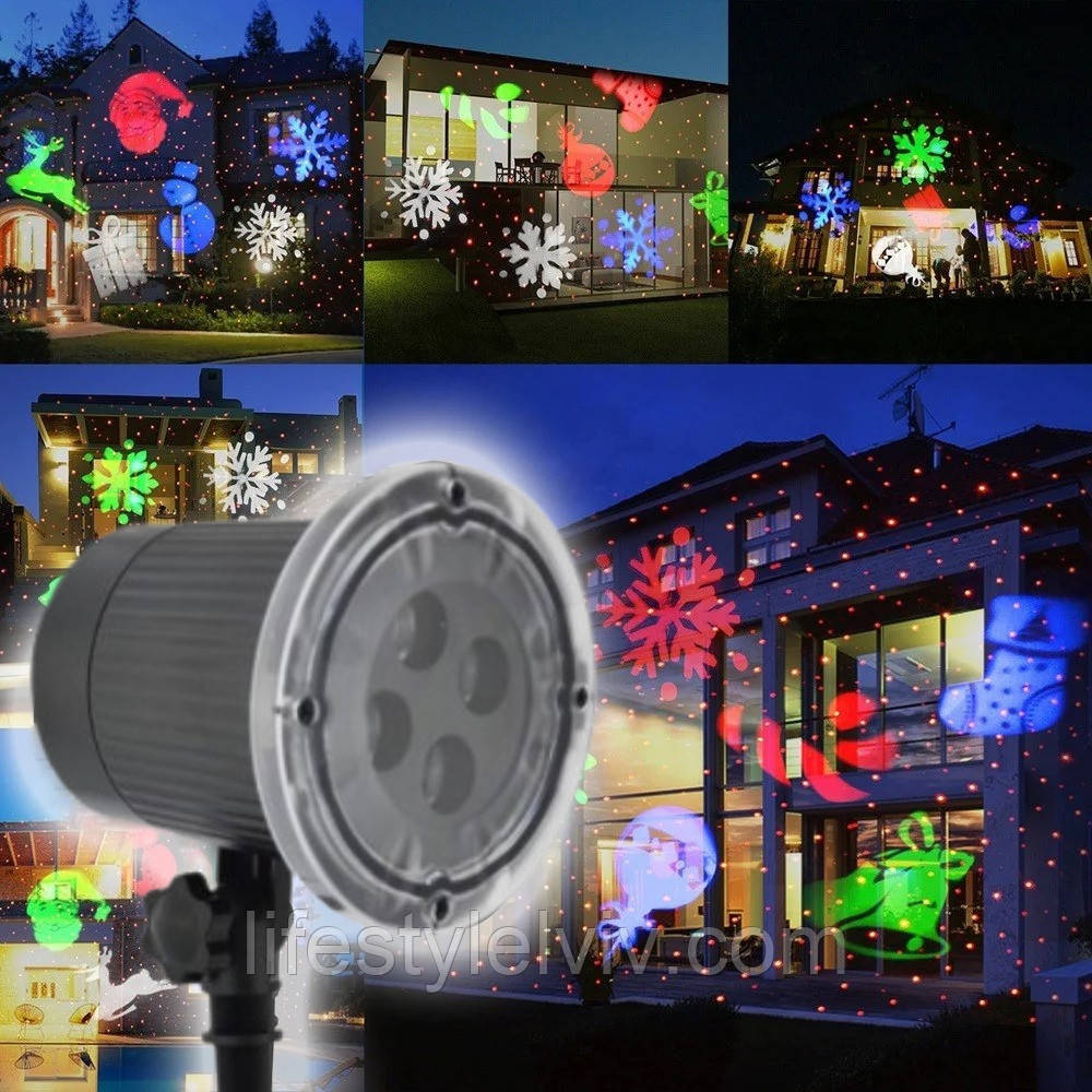 Вуличний лазерний проектор LED Strahler Schneeflocke № ZP2 / Новорічний світлодіодний проектор