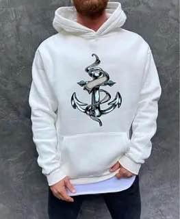 Чоловіче худі на флісі з принтом якоря 50\52, фото 1