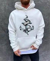 Чоловіче худі на флісі з принтом якоря 50\52