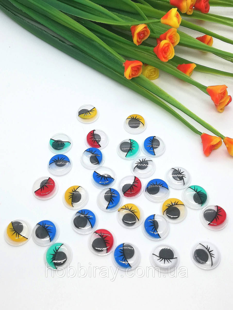 Рухомі очі для іграшок. Діаметр 12 мм. 10 шт. Різнокольорові., фото 1