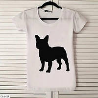 Жіноча модна футболка з принтом бульдога 48\50