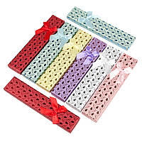 Коробочка прямокутна картонна з бантом тюльпани мікс квітів під прикраси розмір 21х4,5х2 см 12 штук