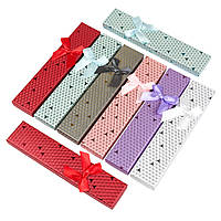 Коробочка прямокутна картонна однотонна з бантом під браслет розмір 21Х45Х20 мм 12 штук в пакованні мікс