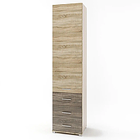 Пенал закритий з шухлядами Бриз-17 сонома + трюфель (50х38х210 см) Еверест