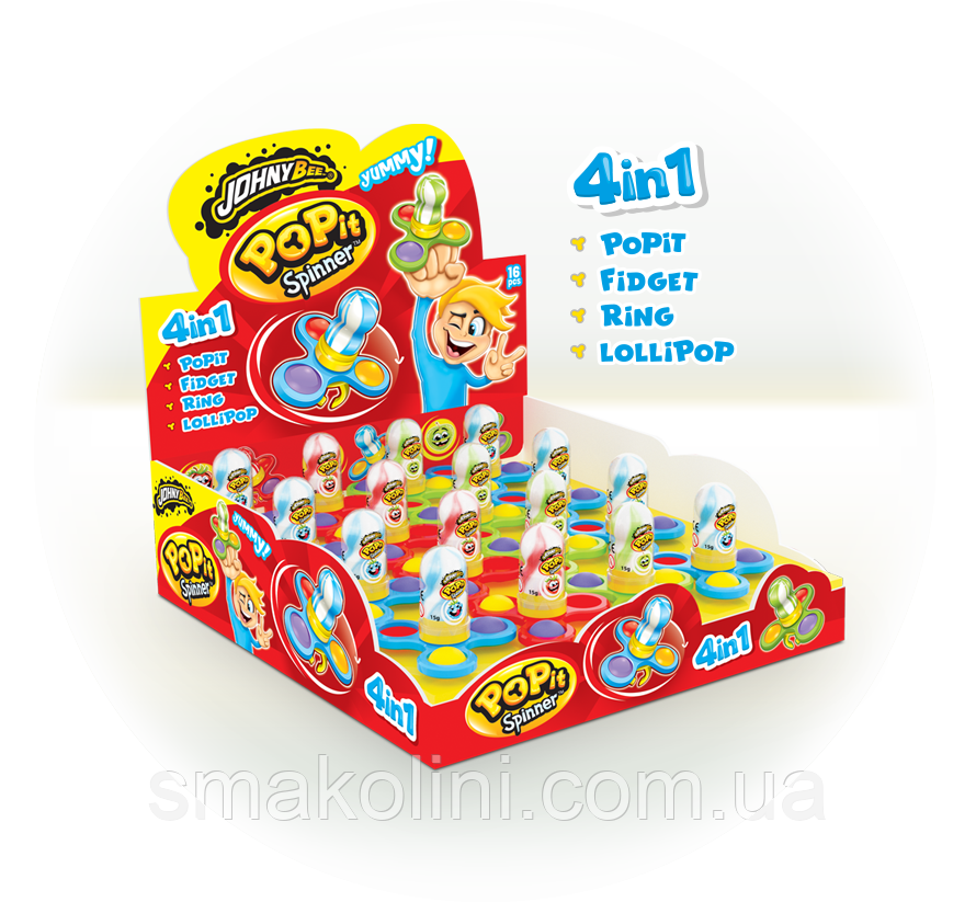 Цукерка JOHNY BEE ® Pop It Spinner 16шт/дисп