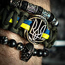 Патріотичний військовий чоловічий браслет з паракорду STRONG з прапором і гербом, фото 3