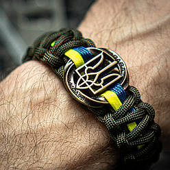 Патріотичний військовий чоловічий браслет з паракорду STRONG з прапором і гербом