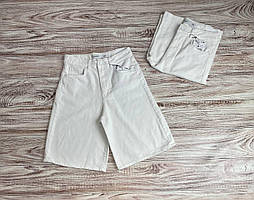 Жіночі джинсові білі подовжені шорти бермуди