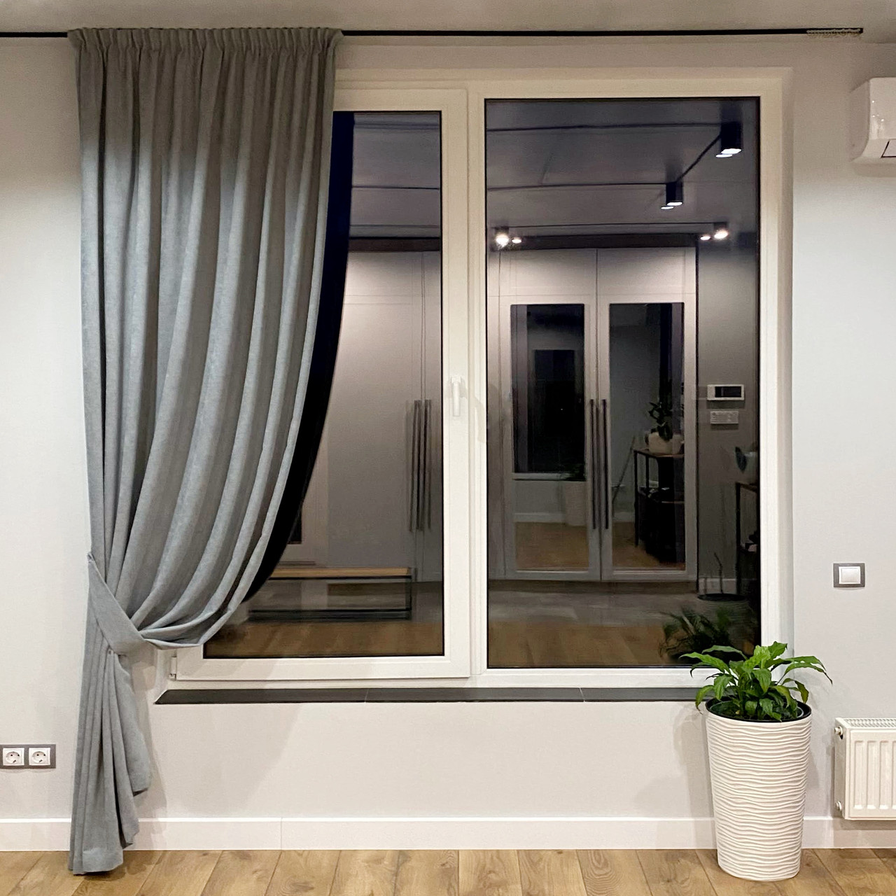 Штора на тасьмі 1 шт. з підхватом ширина-150 висота-250 мікровелюр Сіро-блакитний, фото 1