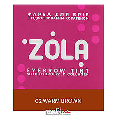 Фарба для брів з колагеном Zola Warm Brown №02 тепло-коричнева та окислювач 3% Oxidant у саші, 5 мл