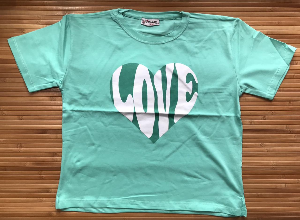 Футболка дитяча Love р 9-12 років м'ятна