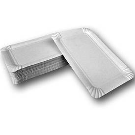 Одноразова біла паперова тарілка розмір 15,3х22,3 см 100 шт/уп.