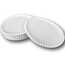 Тарілка одноразова Ø 225 мм біла паперова без ламінації, одноразові паперові тарілки 100 штук