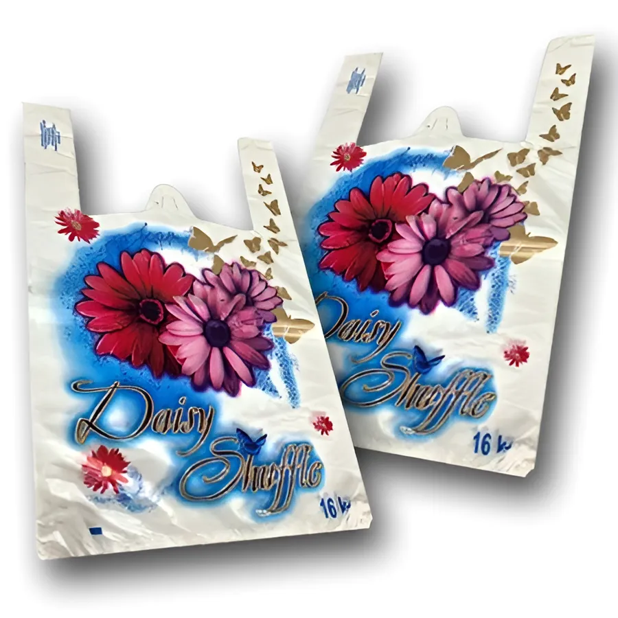 Пакет майка з малюнком поліетиленова 29х46 GS "Daisy Shuffle" біла 250 шт/уп.