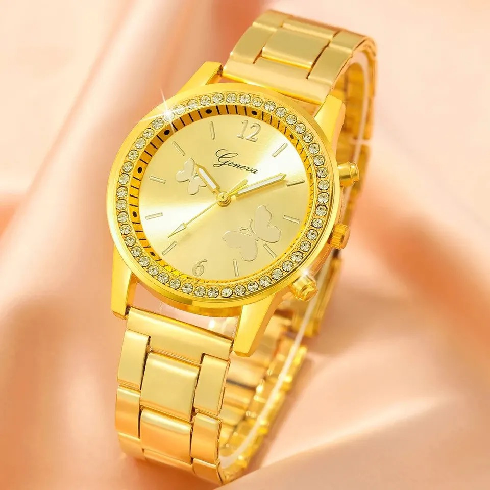 Жіночий годинник Geneva Kors Style Gold під золото зі стразами