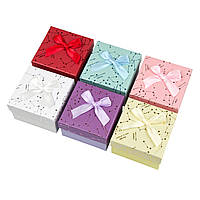 Коробочка квадратна картонна з подушкою сузір'я під прикраси розмір 9/9/6 см 6 штук мікс кольорів