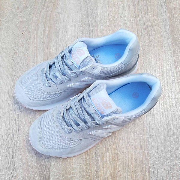 New balance 574 grey pink blue shop