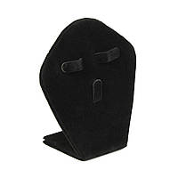 Підставка бюстик із гачками для прикрас висота 11 см ширина 9 см довжина 11 см чорний оксамитова якість люкс