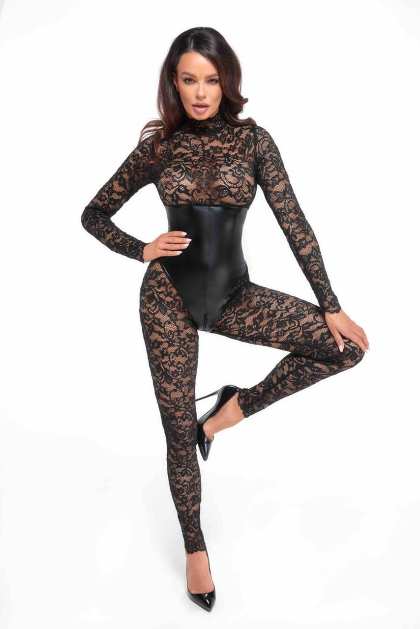 Комбинезон Noir Handmade F299 Enigma lace catsuit with underbust bodice - 3XL