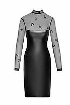 Платье Noir Handmade F310 Sublime wetlook and flocked mesh midi dress - L, фото 5