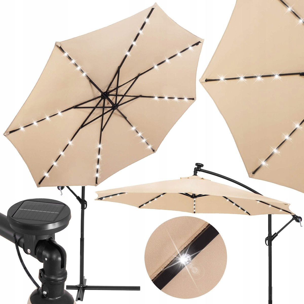 Парасолька Springos LED екрю зі штангою 300 x 260 см, фото 1