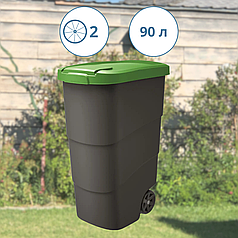 Бак для сміття 90 літрів Prosperplast Wheeler 90 л Пластикові баки для сміття зелена кришка